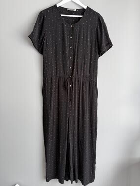 Mint Velvet Women Star Print Jumpsuit Sz 14 Black Copper Dark Academia Boho